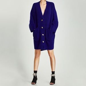Zara Oversized Cardigan With Uneven Hem